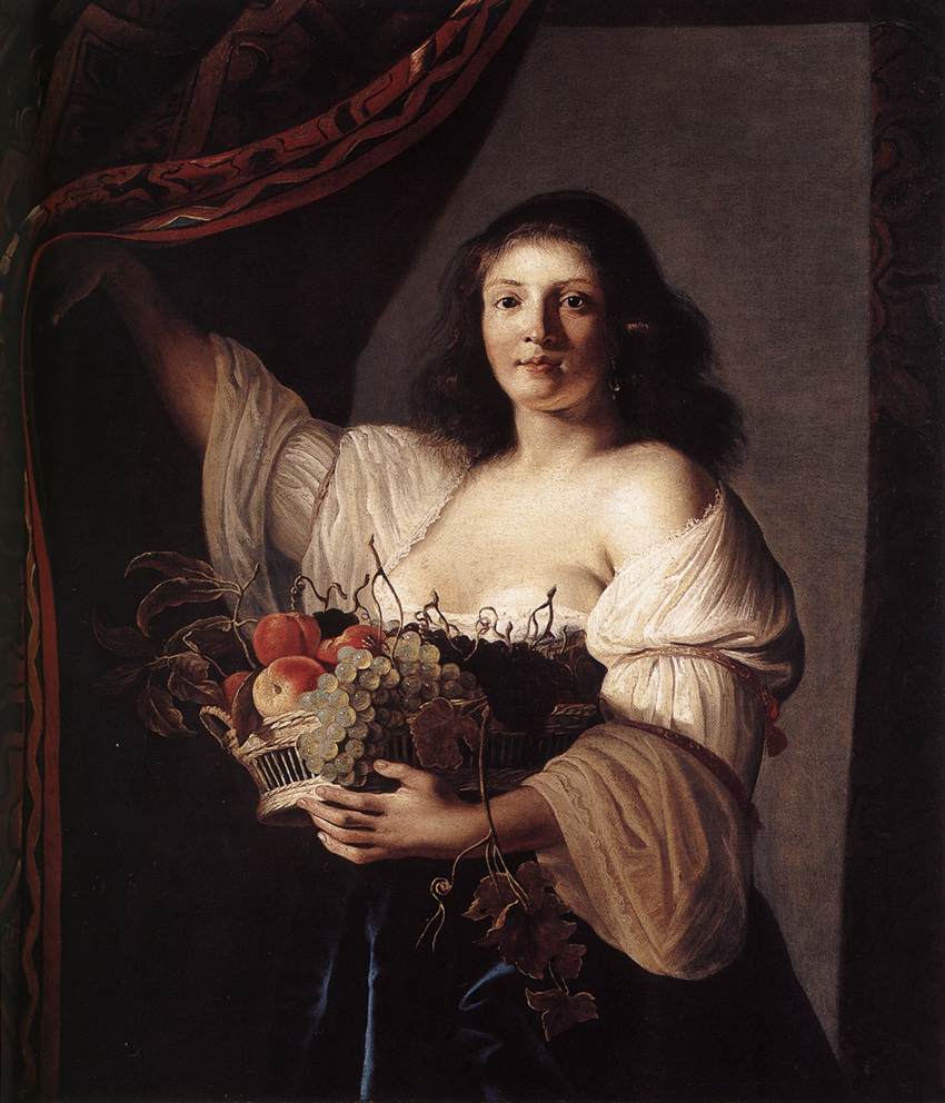 Woman with a Basket of Fruit fgf